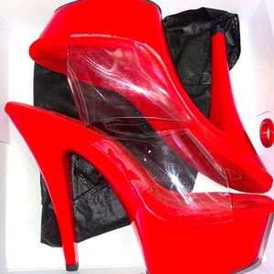 Worn once red platform heels
